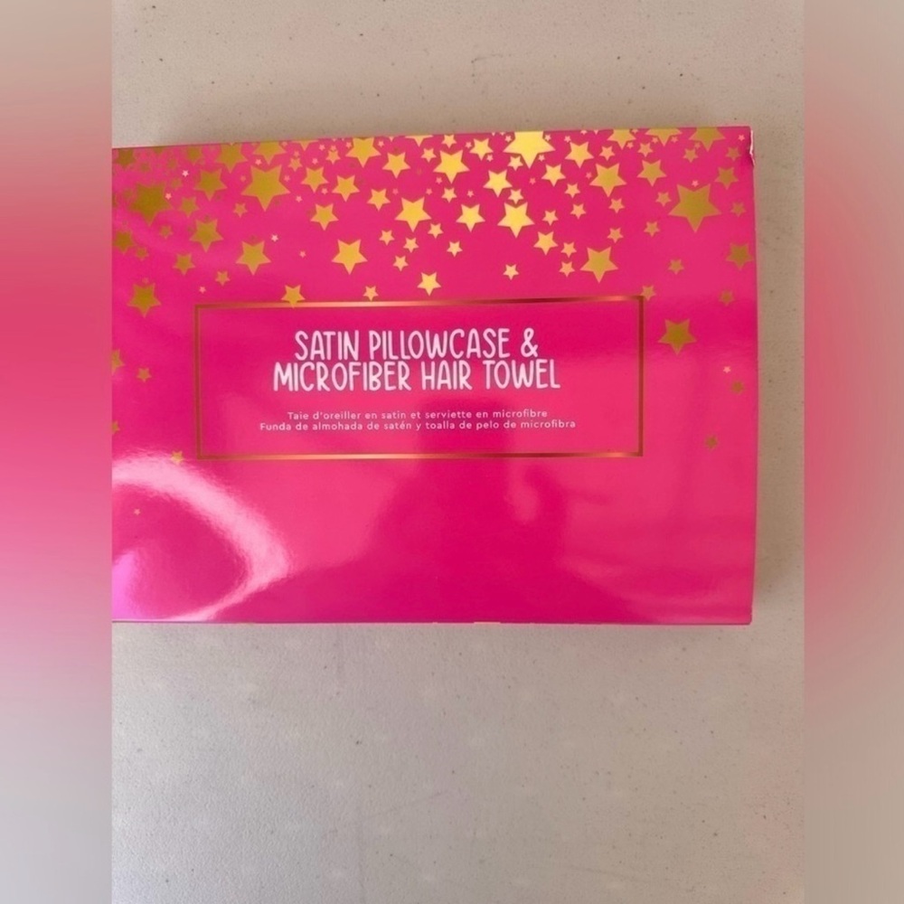 Satin Pillowcase & Microfiber Hair Towel Set - Pink